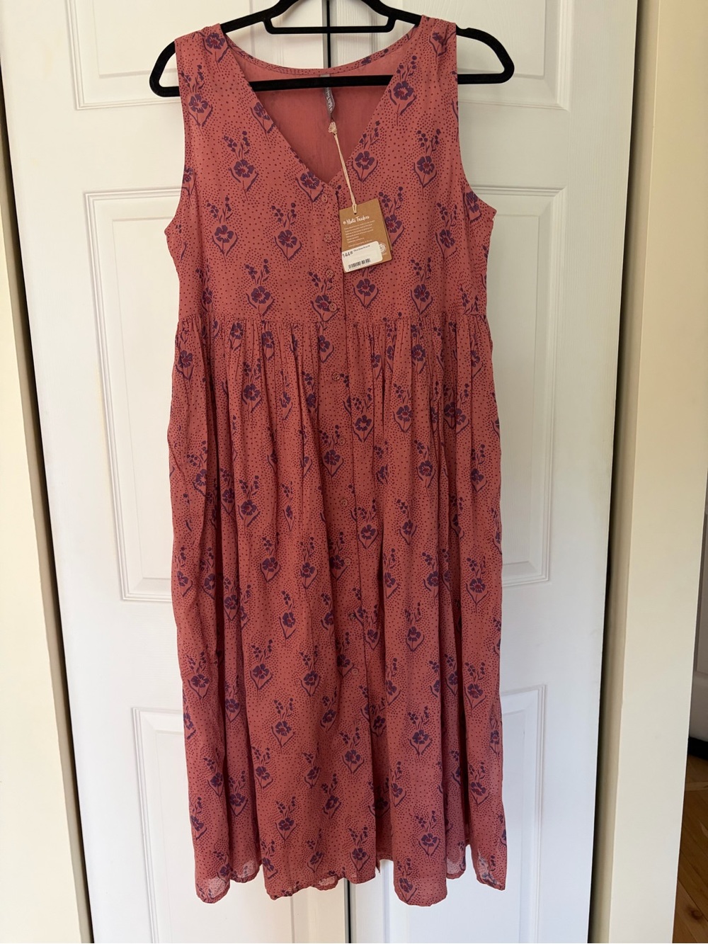 NWT Mata Traders Pink Printed Sleeveless Midi Dress M - Picture 2 of 4